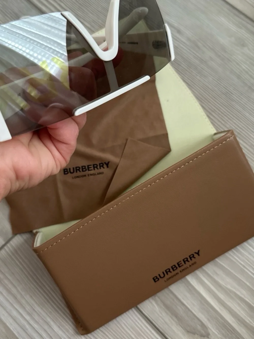 Authentic Burberry Sunglasses with white frame (never worn) From Sunglasses Hut